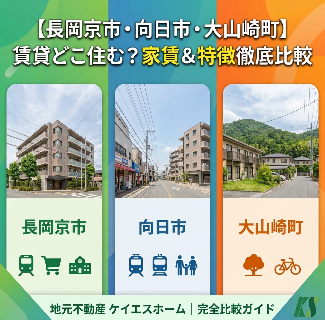 【長岡京市・向日市・大山崎町】賃貸で住むならどのエリア？家賃相場と特徴を徹底比較＆おすすめ地域ナビ